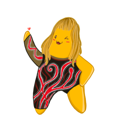 An illustrated star character dressed for a show